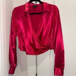Rachel Zoe Vibrant Red Satin Blouse